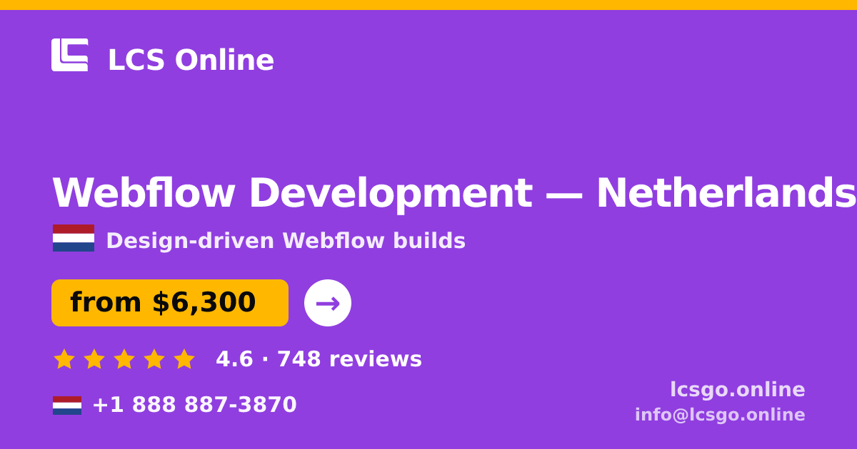 Webflow Development in Rotterdam — from $6,300, rated 4.5/5 by 1666 clients. LCS Online.