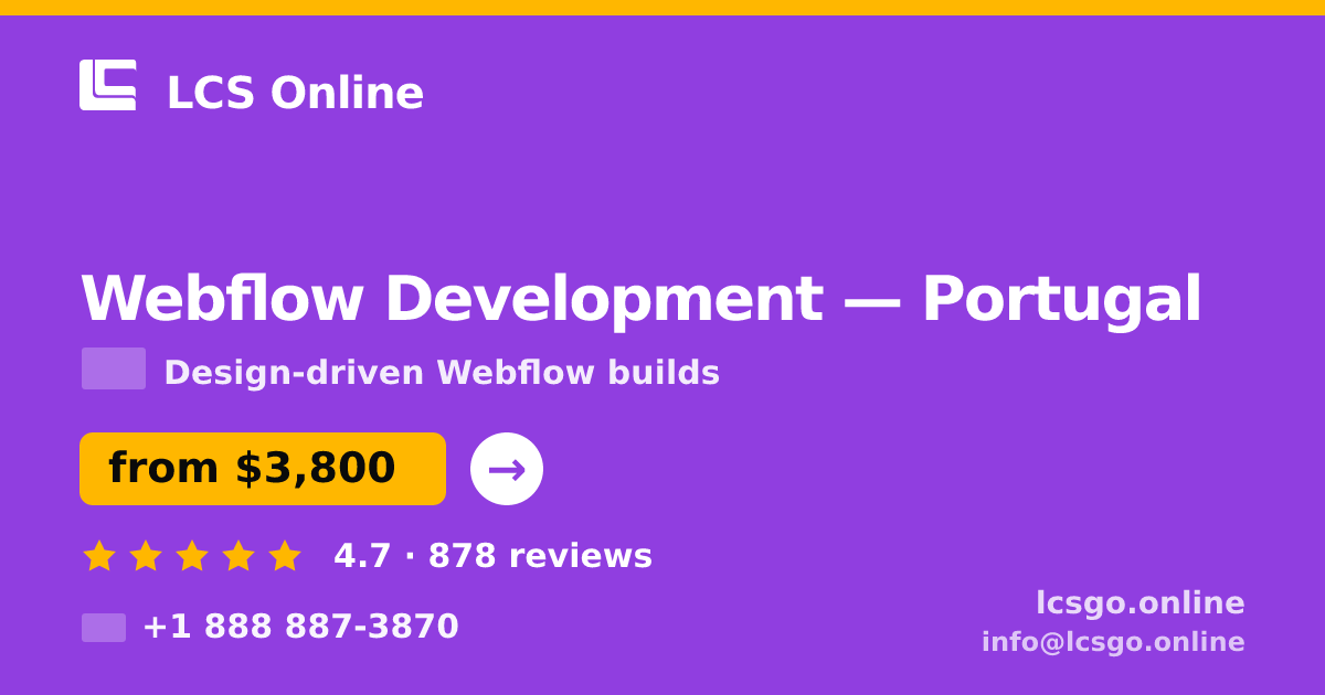 Webflow Development in Lisbon — from $3,600, rated 5/5 by 1179 clients. LCS Online.