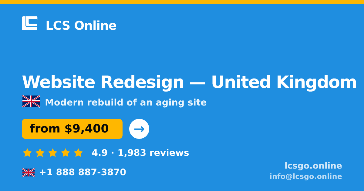 Website Redesign in Liverpool — from $9,800, rated 4.6/5 by 2752 clients. LCS Online.