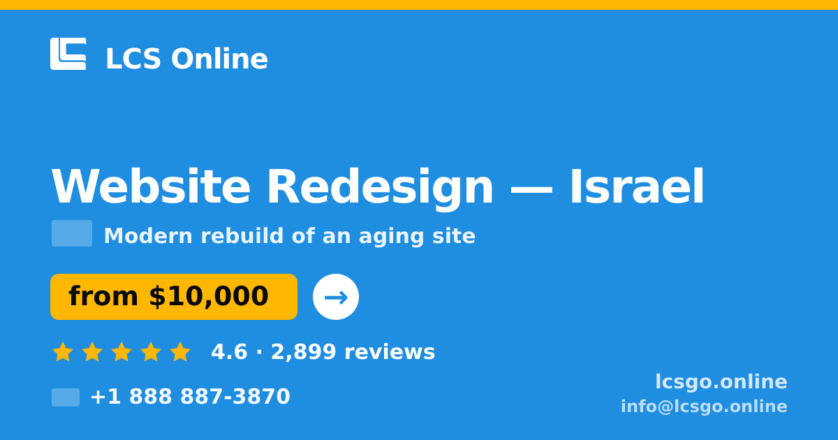 Website Redesign in Jerusalem — from $10,500, rated 4.8/5 by 3343 clients. LCS Online.