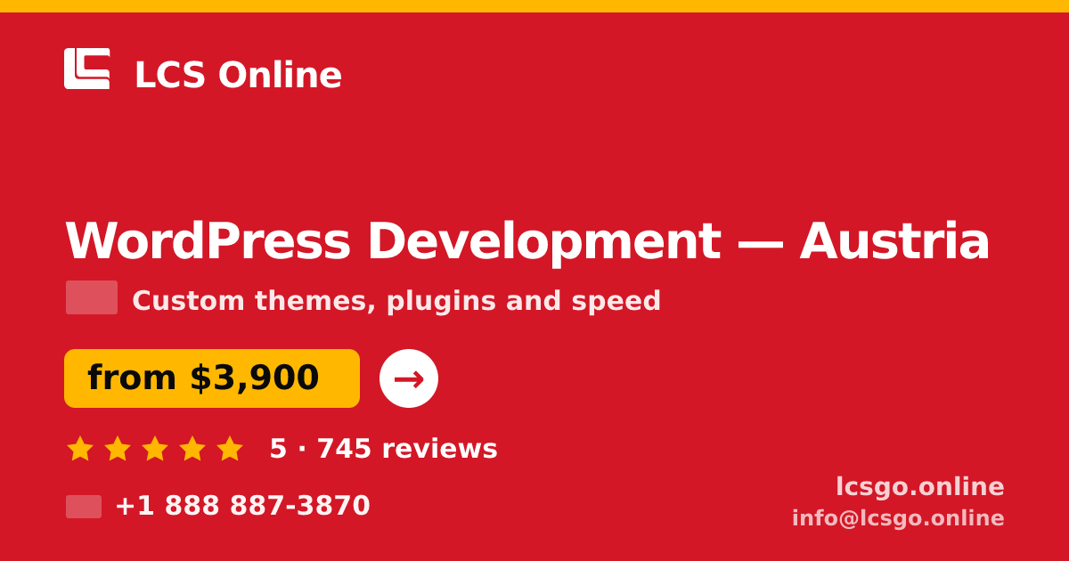 WordPress Development in Graz — from $5,600, rated 4.9/5 by 1593 clients. LCS Online.