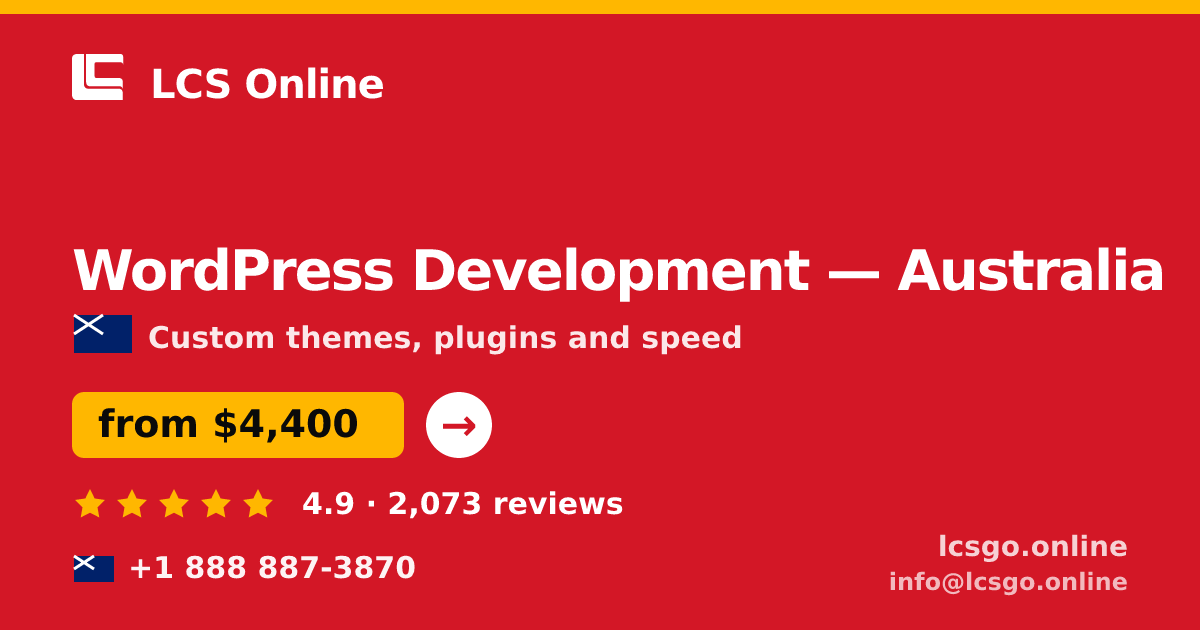 WordPress Development in Australia — from $4,400, rated 4.9/5 by 2073 clients. LCS Online.