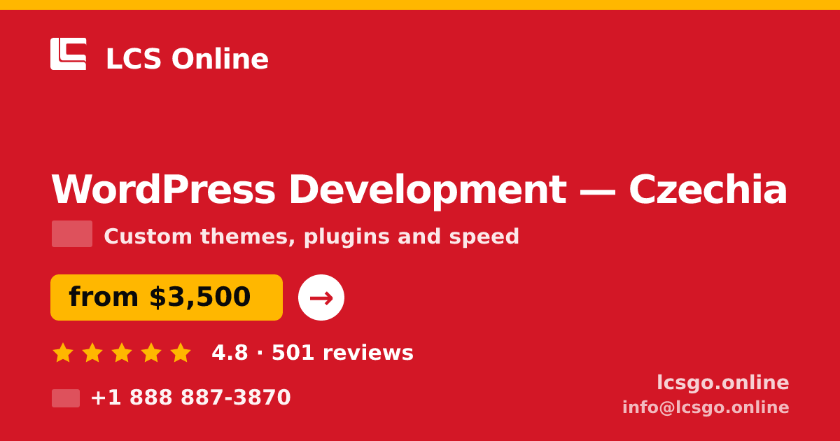 WordPress Development in Czechia — from $3,500, rated 4.8/5 by 501 clients. LCS Online.