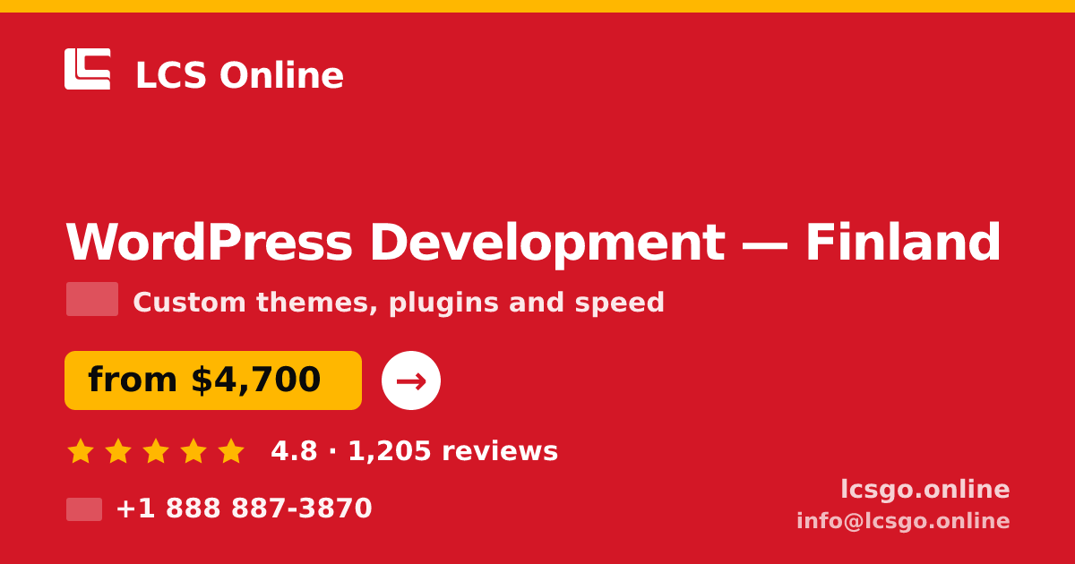 WordPress Development in Finland — from $4,700, rated 4.8/5 by 1205 clients. LCS Online.